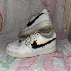 Men’s Nike White Sneakers with Rainbow Accents